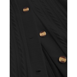 Plus Size, Plus Size Y2K Twist Plaid Faux Fur Patchwork Hooded Coat Button Long Cardigan