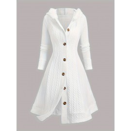 Plus Size, Plus Size Y2K Twist Plaid Faux Fur Patchwork Hooded Coat Button Long Cardigan