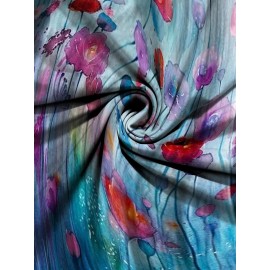 Plus Size - Plus Size Women'S Floral Print Long Sleeve Cardigan - Oversized Coat with Vibrant Multicolor Flower Pattern, Soft Warm Winter Sweater for Casual Commuting, Outings & Parties, Versatile Layering Piece (No Collar Design