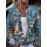 Plus Size - Large Size Women'S Button Sweater | Fashion Button Front Lapel, Plant Art Pattern, All-Season Light Casual Outing, Natural Inspiration Design, Soft Texture, V-Neck, Long Sleeve, Regular Fit