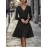 Women'S Elegant Sparkling Sequin V-Neck Long Sleeve Mini Dress - Luxurious Party & Formal Evening Gown with Waist Tie Belt, Shiny Red/Black/Black Sequin Dress for Autumn/Winter, Spring/Summer/Fall Events, Prom, Gala, Everyday Outfits - Comfortable &