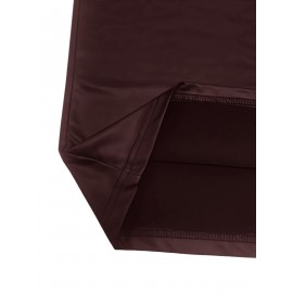 Women's Elegant Solid Black Mini Skirt - Tight-Fitting Asymmetrical Slit & Pleated Hem Short Length (mini) Skirt for Spring/Autumn, Party/Office/Daily Wear, Round Neck, Non, Fit-and-Forget Style, No Maintenance Required