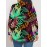 Plus Size - Plus Size, Plus Size Women's Long Sleeve Shirt with Tropical Print, Botanical Design, Mid-Length Casual 3D Colorful Top - Soft and Comfortable Light Beige-Friendly Base Layer for SpringAutumn, Versatile Top, Everyday Blouse, Botanical