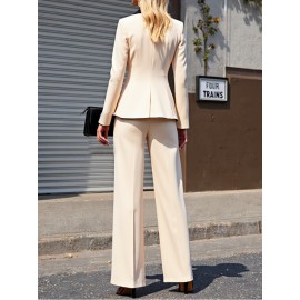 Women's elegant beige contrasting black collar suit with waist design shows the figure, wide-leg pants are high, the workplace style is capable, the versatile high-end suit two-piece suit is suitable for business occasions and workplace commuting, Suits for Women, Pants Suits for Women Elegant Classy, Womens Pant Suit Set, Ladies Suits for Women, Womens Suits, Professional Outfit, Business Attire, Elegant Suit, Stylish Blazer, Highquality Tailoring, Structured Design,
