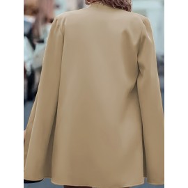 [Versatile Blazer] Elegant Women's Cape Sleeve Blazer Jacket | Solid Color H-Silhouette Open Front Design, Versatile All-Season Casual to Professional Outerwear | Quality Fabric, Minimalist Style, Dry Clean Only