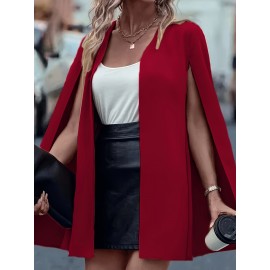 [Versatile Blazer] Elegant Women's Cape Sleeve Blazer Jacket | Solid Color H-Silhouette Open Front Design, Versatile All-Season Casual to Professional Outerwear | Quality Fabric, Minimalist Style, Dry Clean Only