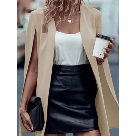 [Versatile Blazer] Elegant Women's Cape Sleeve Blazer Jacket | Solid Color H-Silhouette Open Front Design, Versatile All-Season Casual to Professional Outerwear | Quality Fabric, Minimalist Style, Dry Clean Only