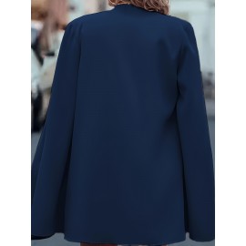 [Versatile Blazer] Elegant Women's Cape Sleeve Blazer Jacket | Solid Color H-Silhouette Open Front Design, Versatile All-Season Casual to Professional Outerwear | Quality Fabric, Minimalist Style, Dry Clean Only