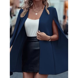 [Versatile Blazer] Elegant Women's Cape Sleeve Blazer Jacket | Solid Color H-Silhouette Open Front Design, Versatile All-Season Casual to Professional Outerwear | Quality Fabric, Minimalist Style, Dry Clean Only