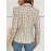 Women'S Elegant Blazer Jacket - Loose Fit Long Sleeve Button-Front Coat, & Brown Checkered Pattern, Structured Non-Stretch Fabric for Professional Casual Wear, Fall/Winter Office & Party Outerwear, Ladies Blazers