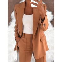 Women Fashion Solid Color Long Sleeve Pocket Outerwear Loose Cardigan Coat | Ladies Bubble Jacket Everyday & Formal Outfits Front Open Spring/Fall Outerwear Outfits Clothes Coat Tops OL Suits Essential, Chic Style, Material