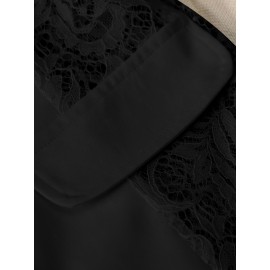 Women'S Lightweight Blazer - Elegant H-Silhouette Office Jacket, Non-Stretch Fabric, Three-Quarter Sleeve Blazer for Women, Professional & Casual Outfits (Spring/Fall/Summer) - Easy-Care Business Coat, Spring Summer Wear, Lace Trim Detailing, Fall Wardrobe, Breathable Material, Working Women